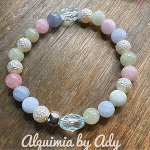 8mm Morganite beaded handmade bracelet